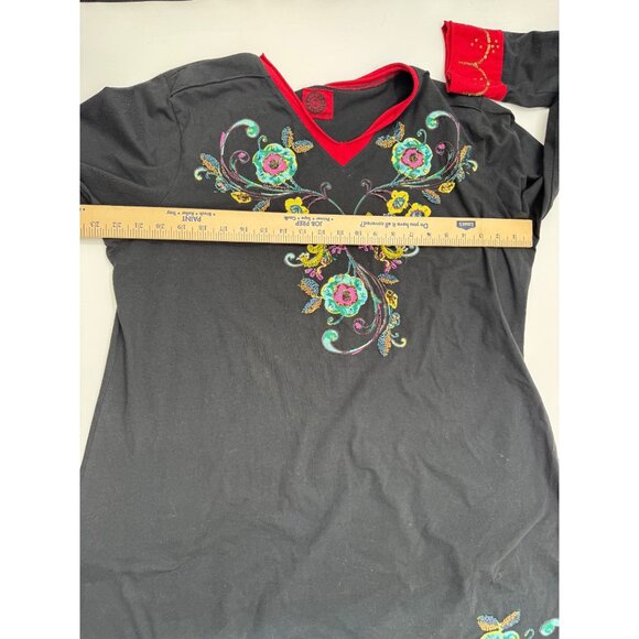 Double D Ranch 2XL Black Tunic Dress Embroidered Boho Hippie Western Mexican - Picture 14 of 15